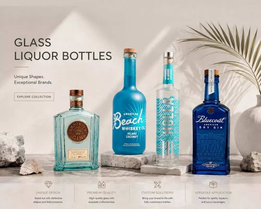 Bouteilles d'alcool en verre