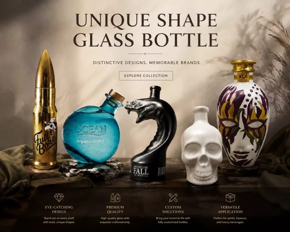 Bouteilles en verre de forme unique