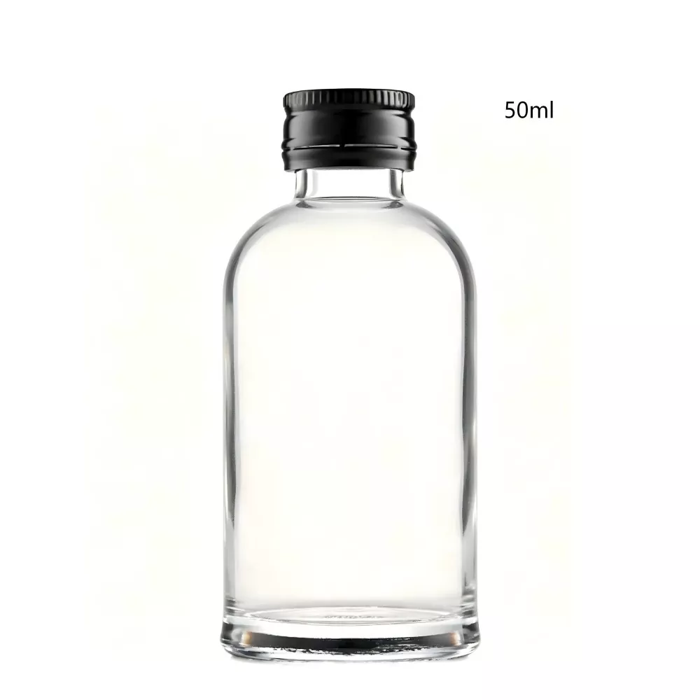 Bouteille de whisky irlandais ronde en verre de 50 ml avec bouchon à vis